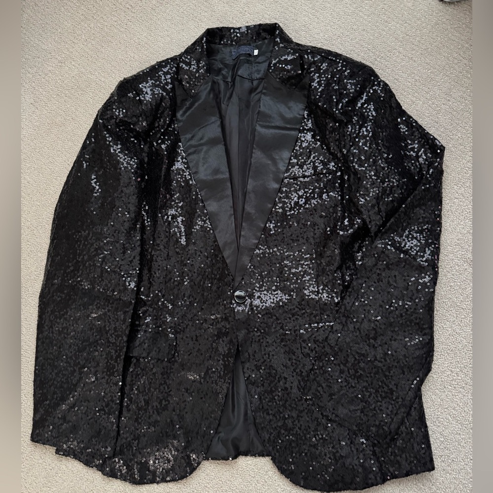 Men's Black Sequin Blazer Jacket